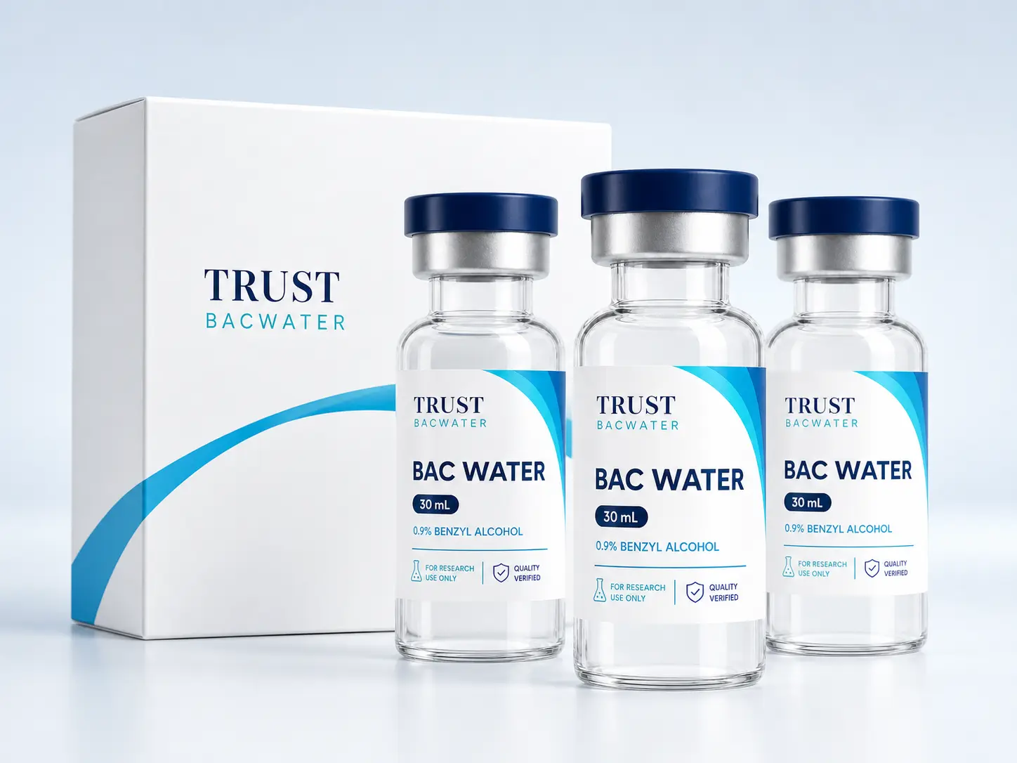 Three-pack of TRUST BACWATER 30 mL research vials
